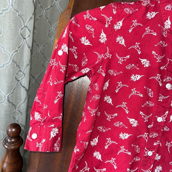 Sovereign Code Shirt boys 4T Dinosaur Print long Sleeve Button Up red - Picture 4 of 8
